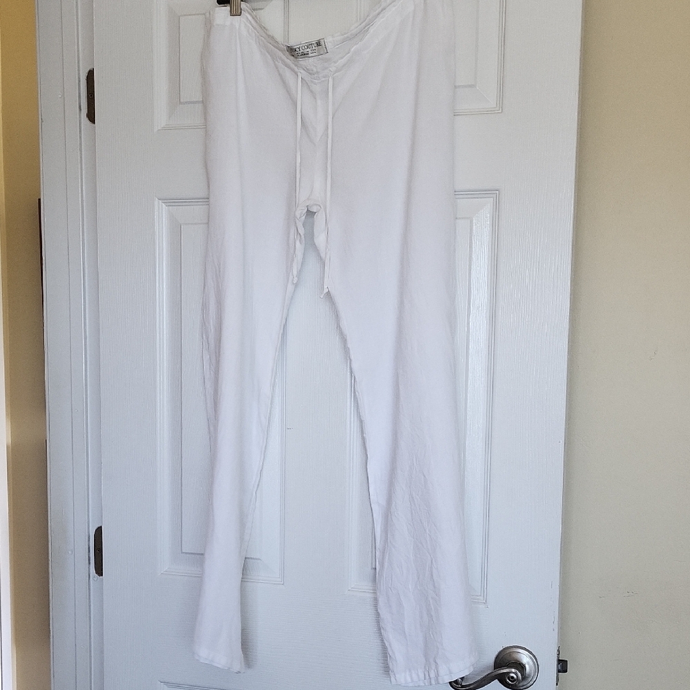 Vintage Juicy Couture White Linen Drawstring Pants
